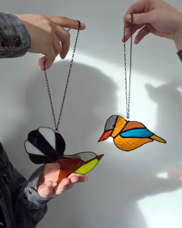 20260221 workshop resultaat glas in lood tiffany vogels