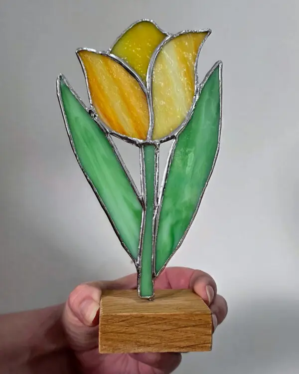 20260307 workshop resultaat glas in lood tiffany tulp